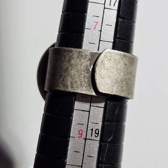 Hand Made Silver Tone Adjustable Red White And Blue Peace Sign Ring - Picture 7 of 13